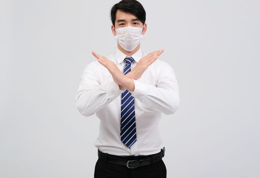 businessman man wearing protective mask against cold flu covid 19 virus bacteria infection pollution