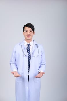 doctor physician practitioner with stethoscope on white background. medical professional medicine healthcare concept