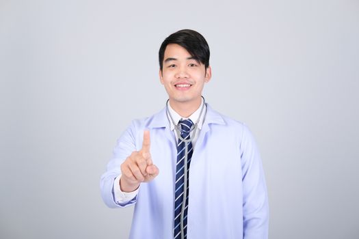 doctor physician practitioner with stethoscope on white background. medical professional medicine healthcare concept