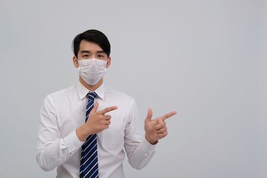 businessman man wearing protective mask against cold flu covid 19 virus bacteria infection pollution