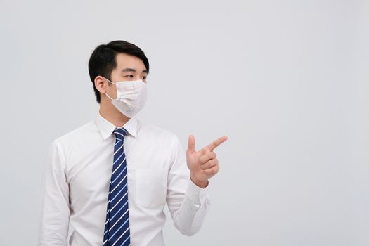 businessman man wearing protective mask against cold flu covid 19 virus bacteria infection pollution