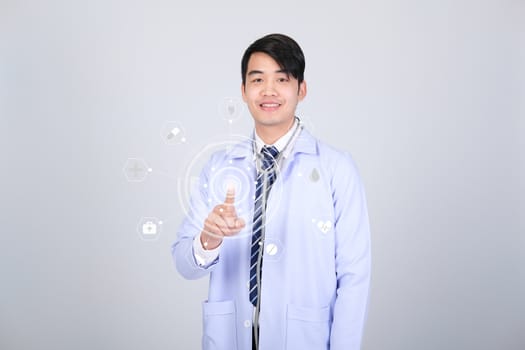 doctor physician practitioner with stethoscope on white background. medical professional medicine healthcare concept