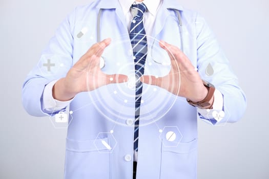 doctor physician practitioner with stethoscope on white background. medical professional medicine healthcare concept