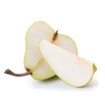 Pear with a cut isolated on white background.