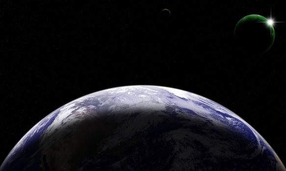 The Earth and planet, space view, Elements of this Image Furnished by NASA