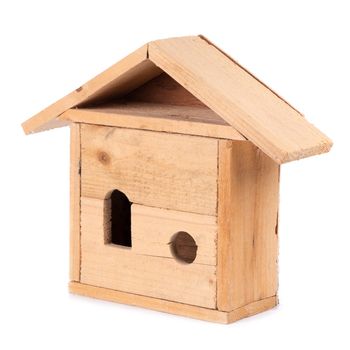 Wooden Bird House Isolated on White background.