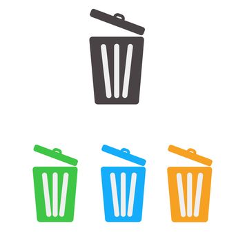 trash icon set on white background. flat style. trash icon set for your web site design, logo, app, bin icon symbol. bin sign.