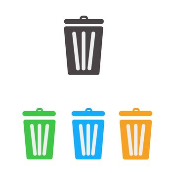 trash icon set on white background. flat style. trash icon set for your web site design, logo, app, bin icon symbol. bin sign.