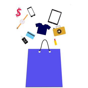 shopping bag with purchase icon on white background. flat style. shopping bag icon for your web site design, logo, app, UI. shopping online symbol