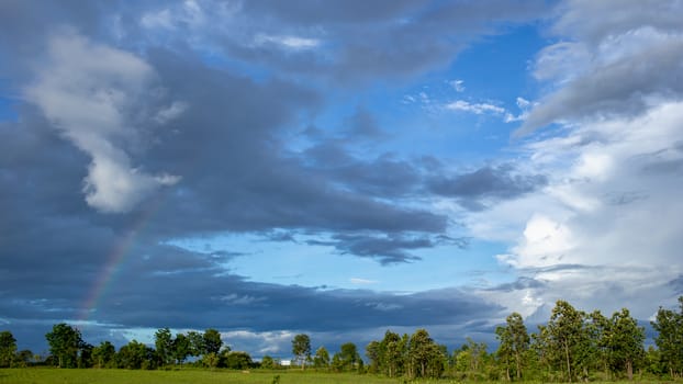 Colorful dramatic sky with cloud at sunset.Sky with sun background.