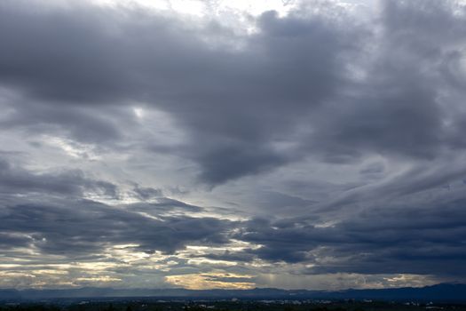 Colorful dramatic sky with cloud at sunset