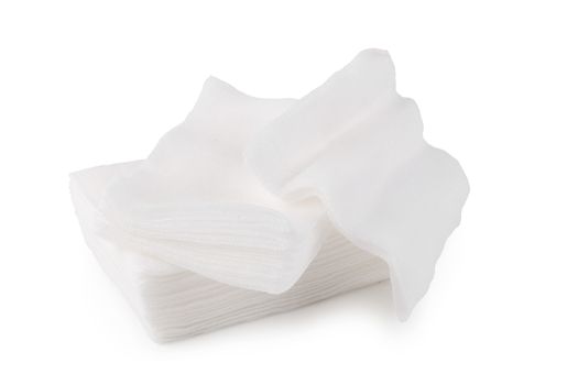 Medical gauze sheet isolate on a white background.