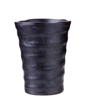 Glass ceramic black shape design wrinkly on white background.