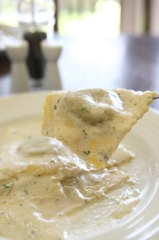 Ravioli white sauce