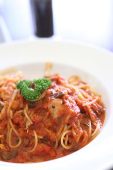 Spaghetti with tomato beef sauce 