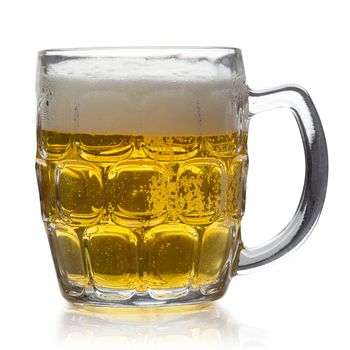 Glass of Cold Beer isolated on White background.