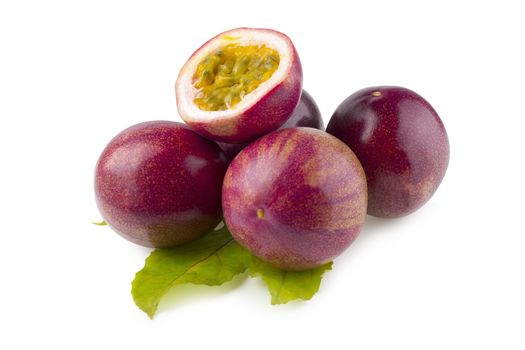 stack image of Passion fruit isolated on a white background with clipping path.