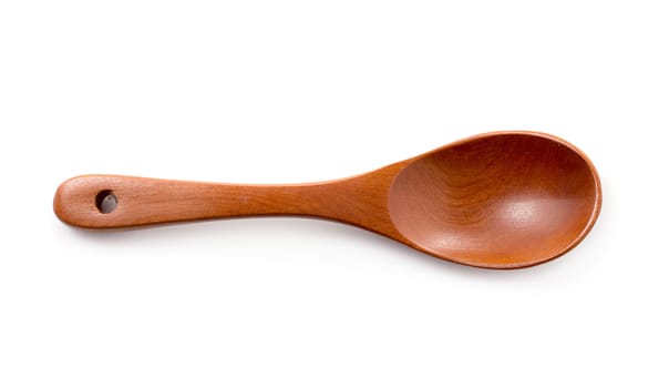 Wooden spoon isolated on a white background.