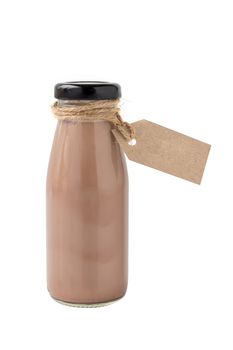 Bottle of chocolate milk isolated on white background.