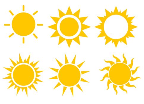 set sun icon on white background. flat style. sun icon for your web site design, logo, app, UI. sun symbol.