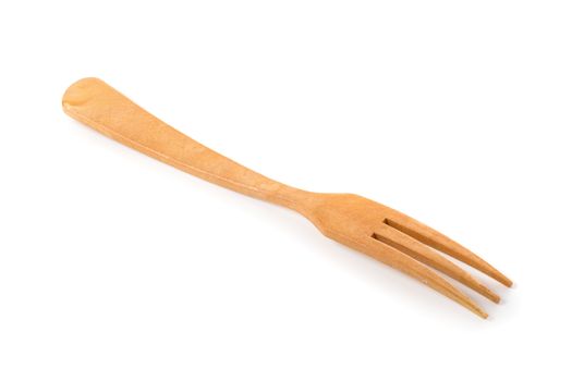 Wooden fork isolated on a white background.