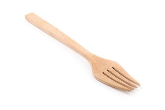 Wooden fork isolated on a white background.