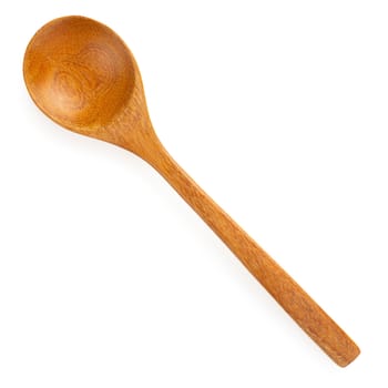 Wooden spoon isolated on a white background.