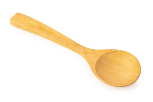 Wooden spoon isolated on a white background.