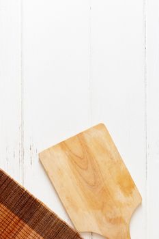 Chopping board On a white wood background.