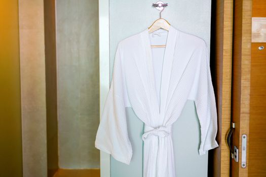 Bathrobe in the hotel bathroom