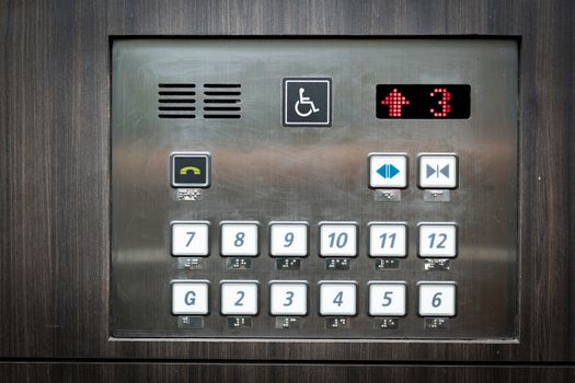 Disabled sign in the lift