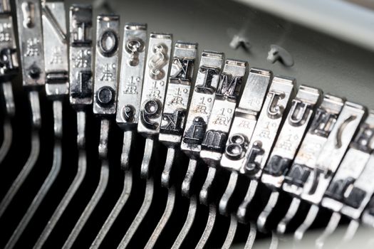 Close up of retro style typewriter in studio