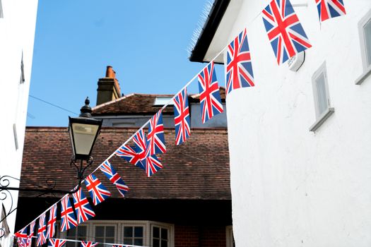 British & English national flag at the restaurant and pub, London