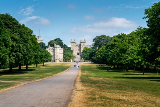 Long walk in Windsor castle, uk, london in summer