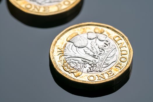 New British one pound coin in studio