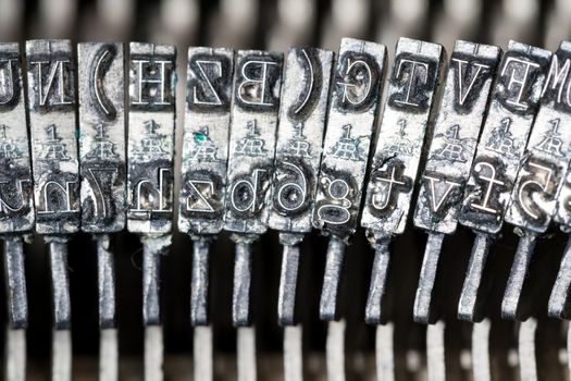 Close up of retro style typewriter in studio