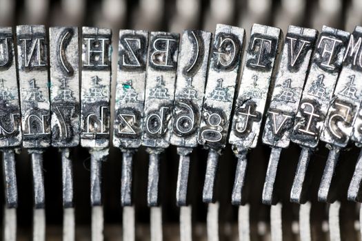 Close up of retro style typewriter in studio