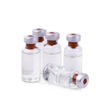 Medical vials for injection isolated on white background.