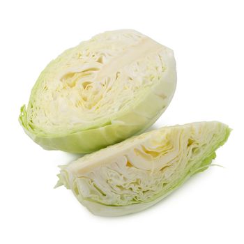 Green cabbage isolated on a white background.