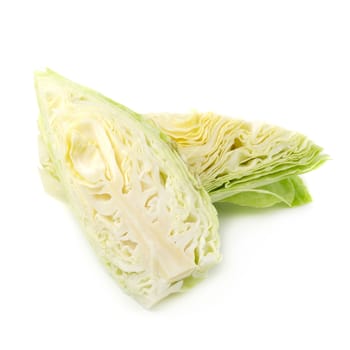 Green cabbage isolated on a white background.