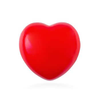 Red ball foam with shape heart isolated on white background.