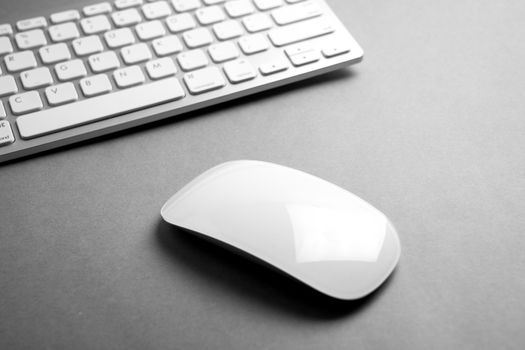 Modern & white computer mouse and keyboard