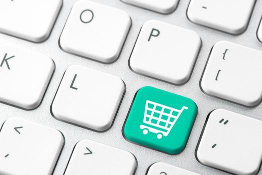 Online shopping cart icon for e-commerce concept