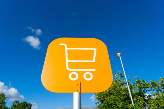 Shopping cart sign outdoor at supermarket