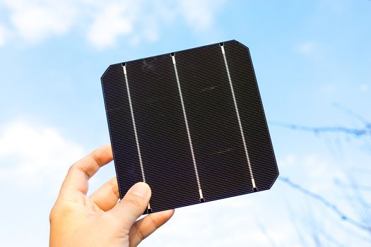 Green energy, Photovoltaic Solar Cell with hand