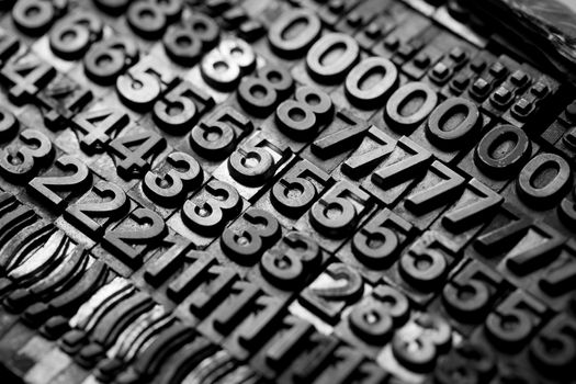 vintage letterpress alphabet and number background