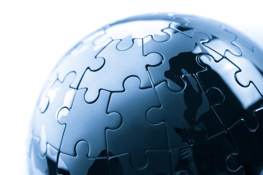 Global strategy  & solution business concept, jigsaw puzzle