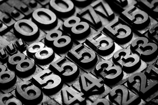 vintage letterpress alphabet and number background