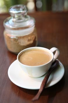 coffee on wood background