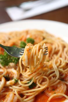 spaghetti with seafood